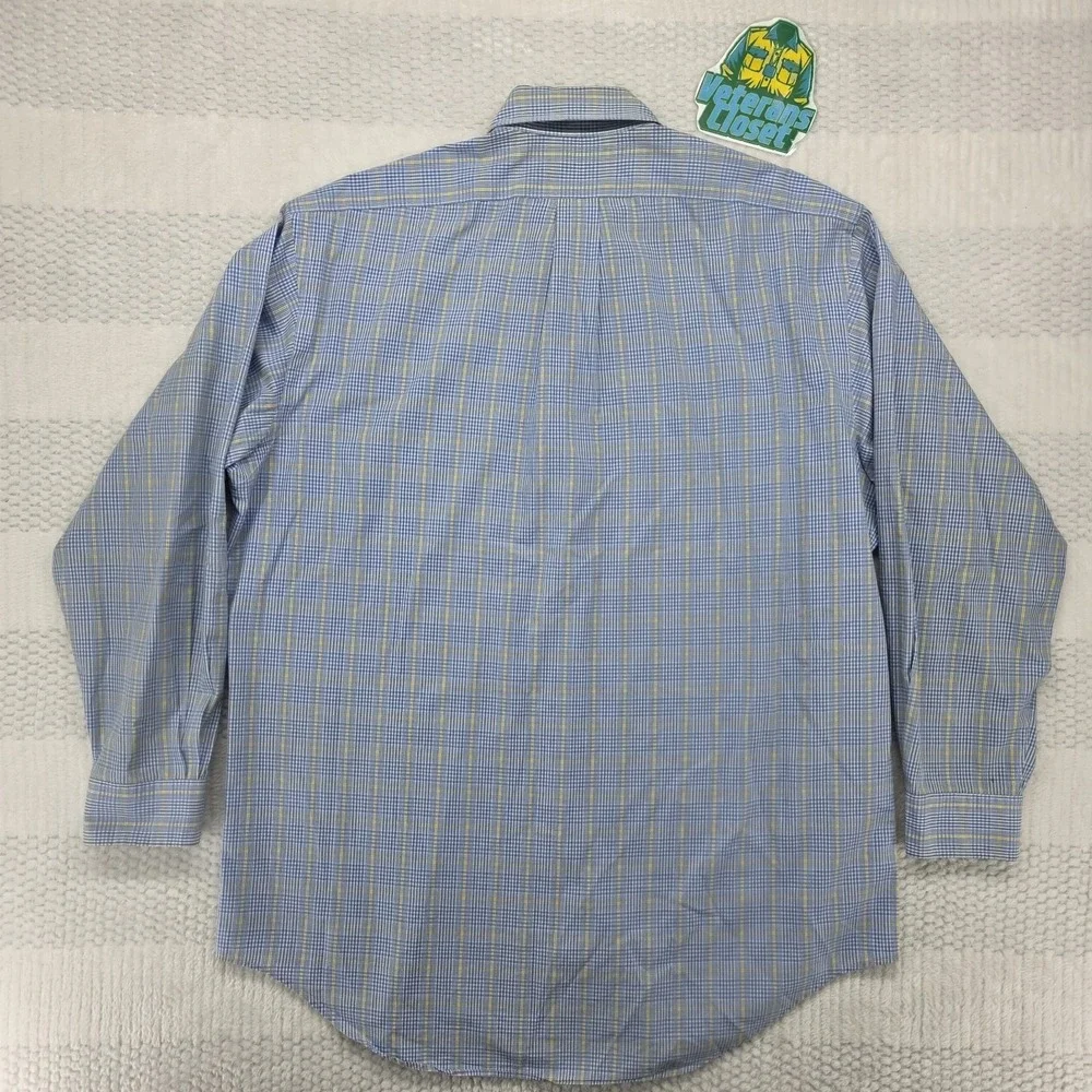Polo Ralph Lauren Yarmouth Dress Shirt Mens L 16 32/33 Blue Plaid Oxford Pony